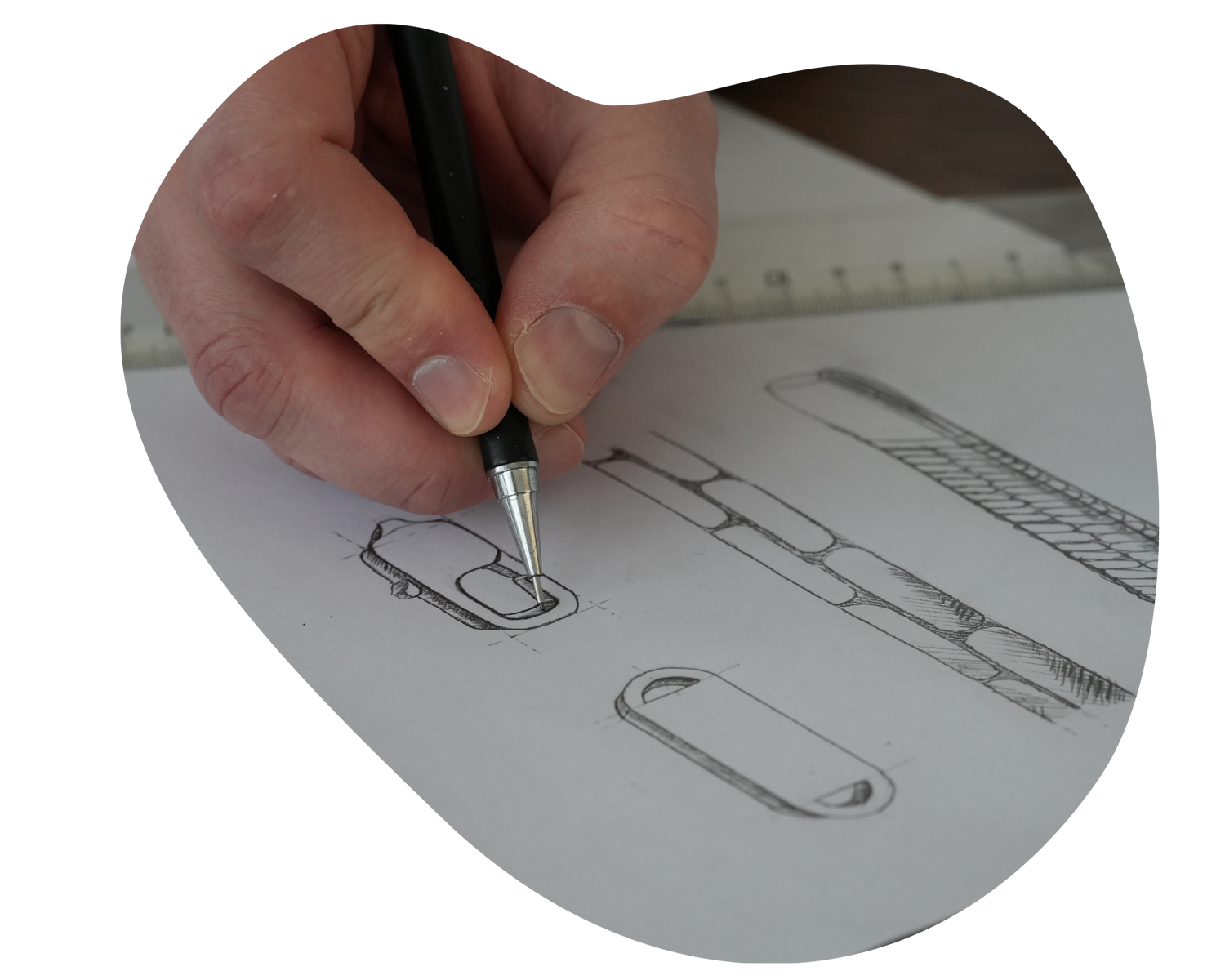 Design Schmuck Skizze Armband Stift in Hand