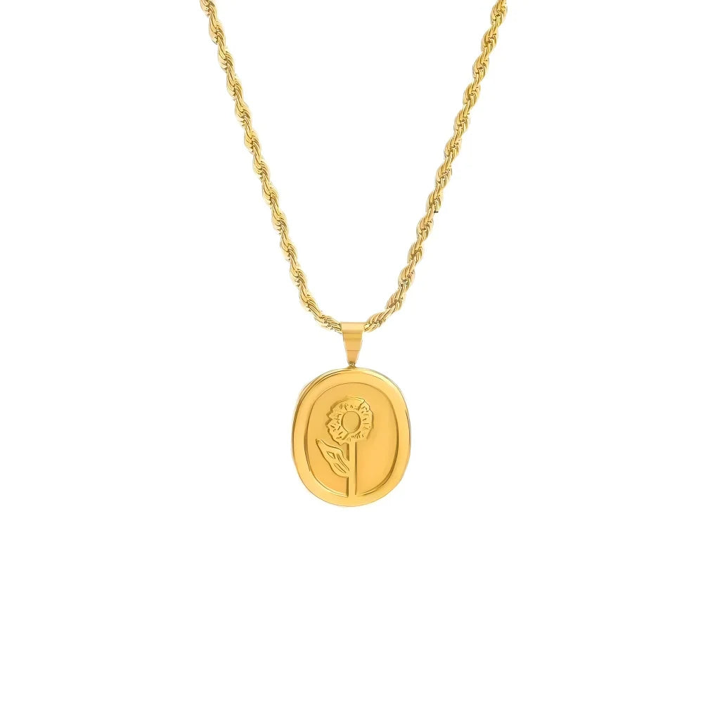 Kette Damen Blume Kordelkette Gold