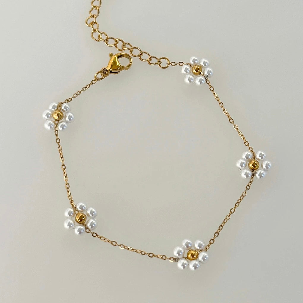 Perlenblumen-Halskette Armband
