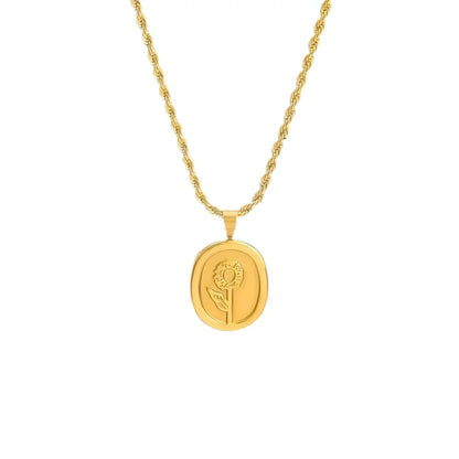 Kette Damen Blume Kordelkette Gold