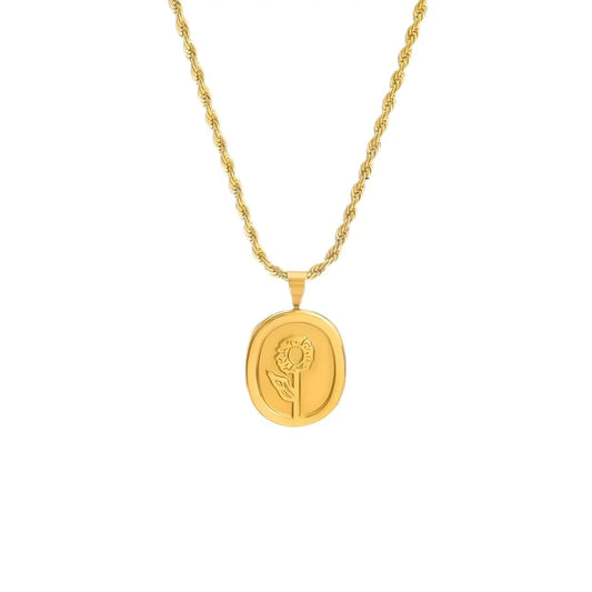 Kette Damen Blume Kordelkette Gold